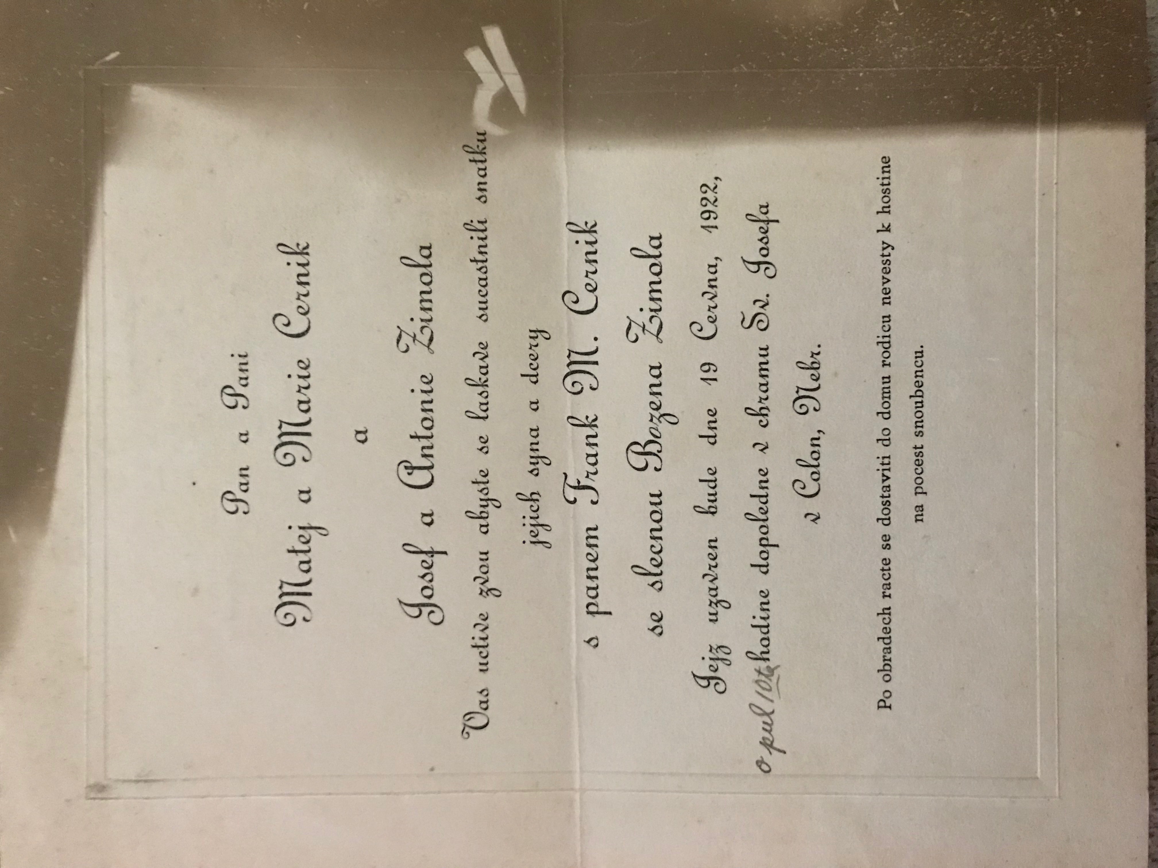 Frank and Bessie Wedding Invitation