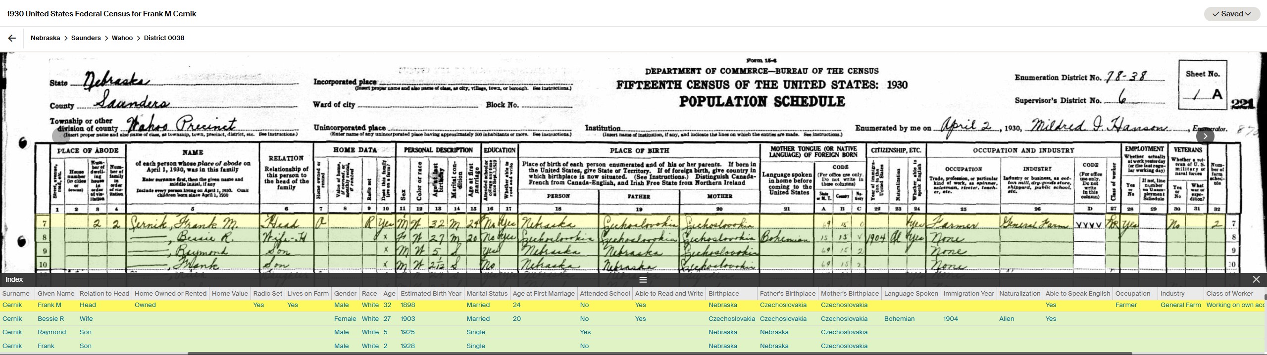 1907 Center Township Section 10