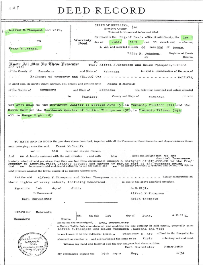 1907 Center Township Section 10