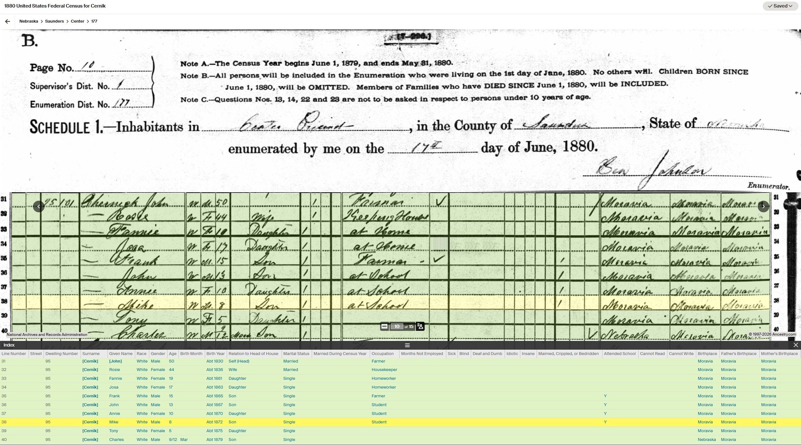 1907 Center Township Section 10