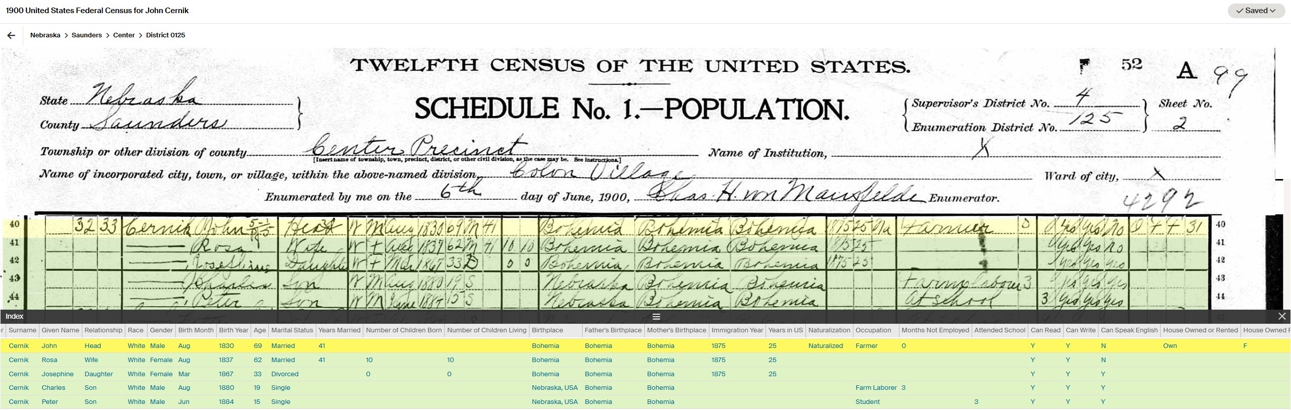 1907 Center Township Section 10