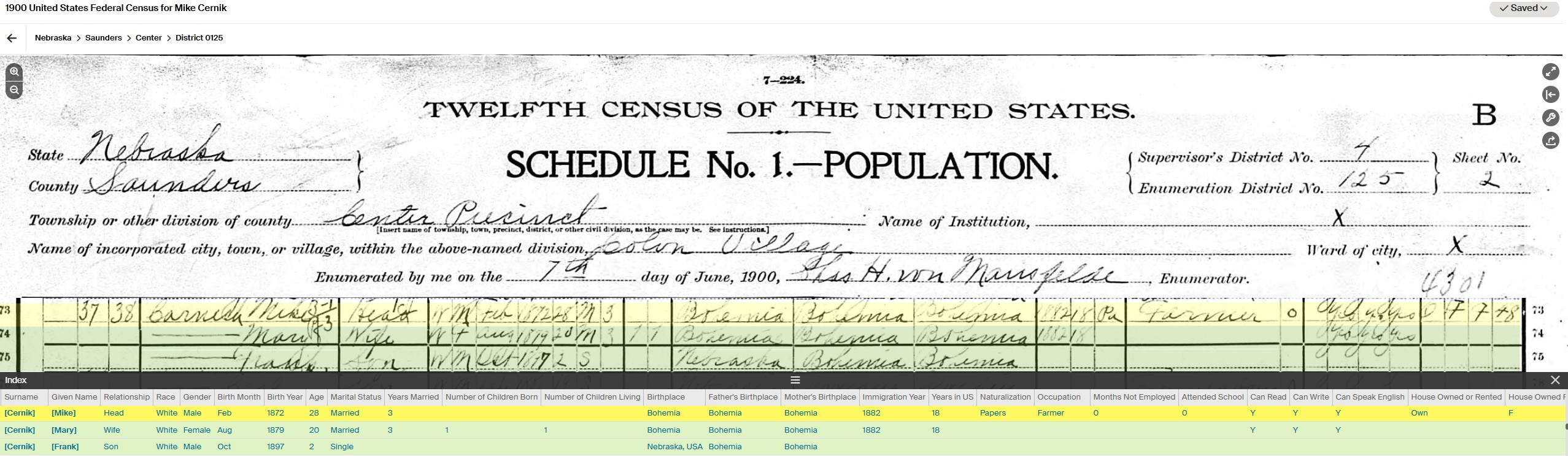 1907 Center Township Section 10