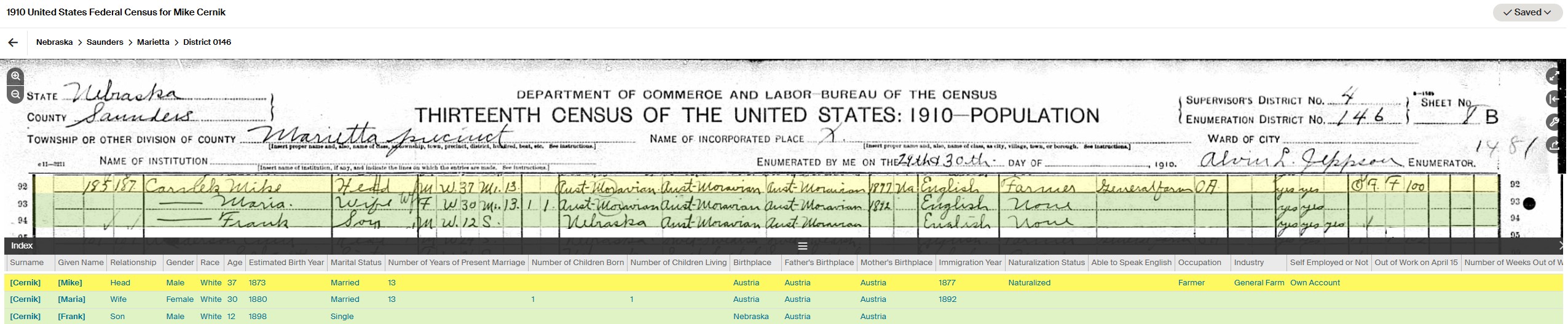 1907 Center Township Section 10