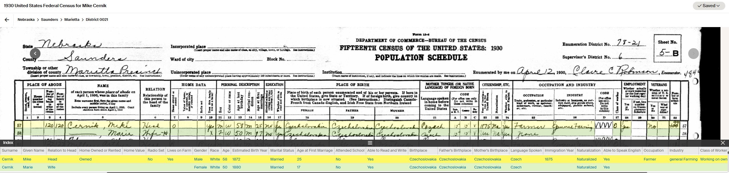 1907 Center Township Section 10