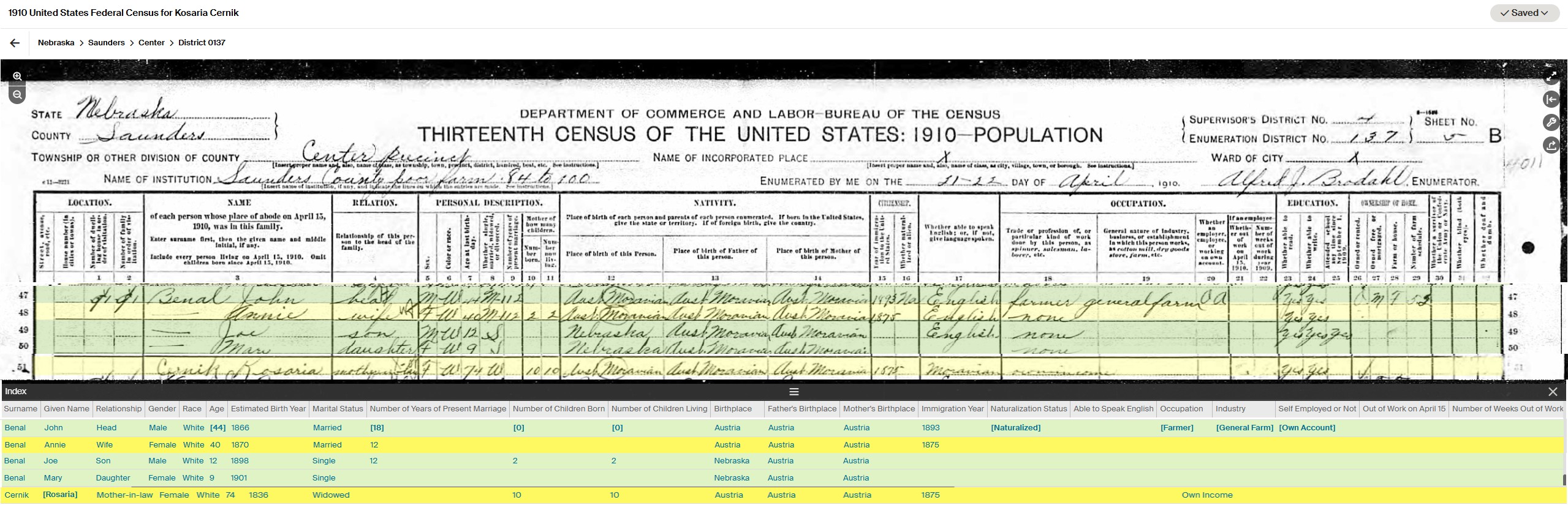 1907 Center Township Section 10