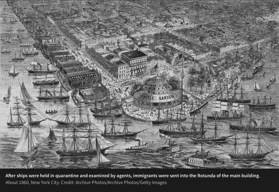 Castle Garden in NYC prior to Ellis Island