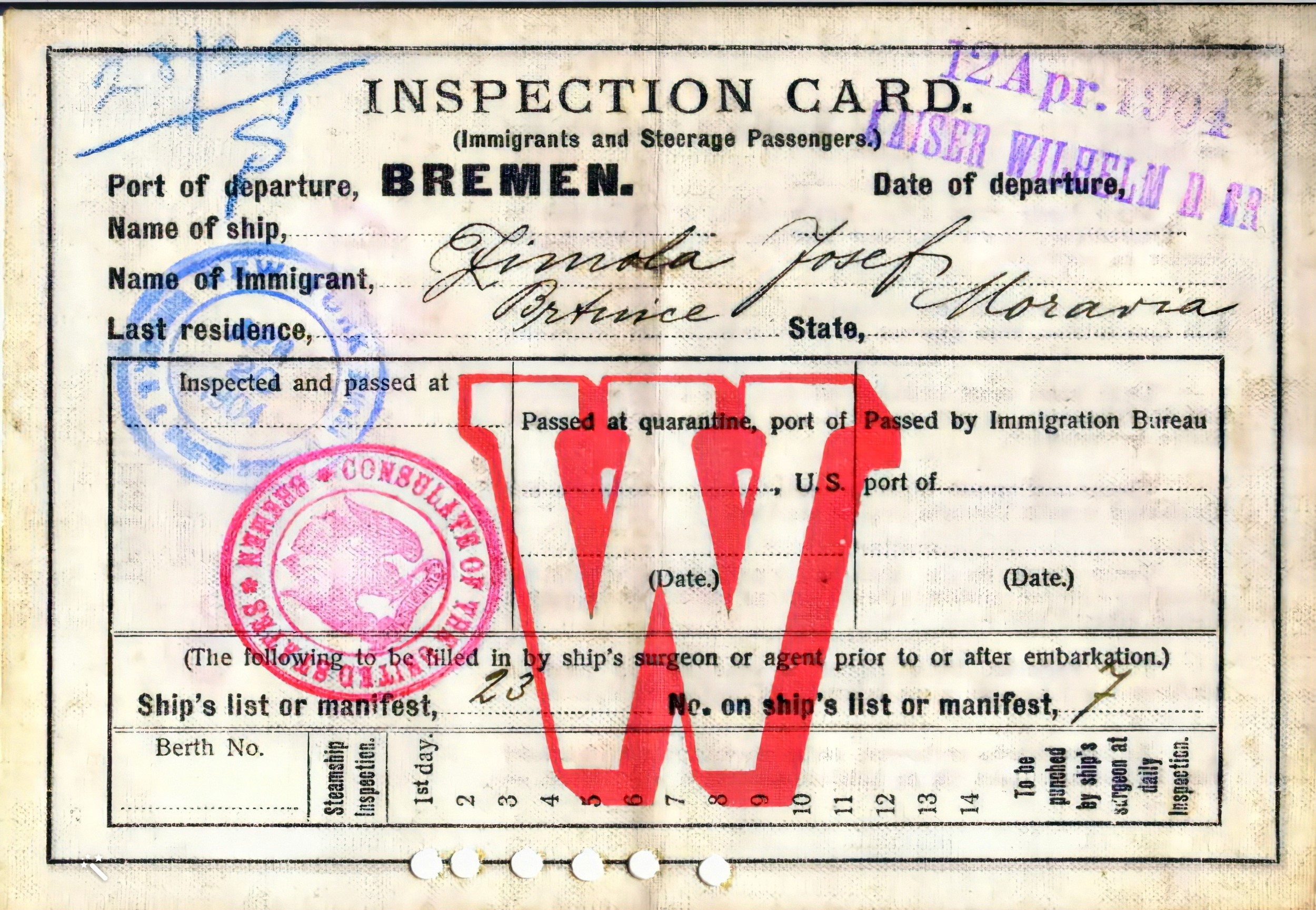 Zimola Family Inspection Card